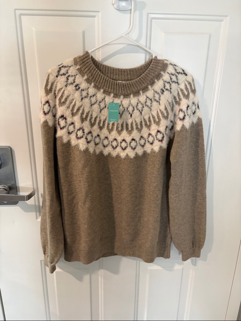 Maurices Taupe and Cream Sweater